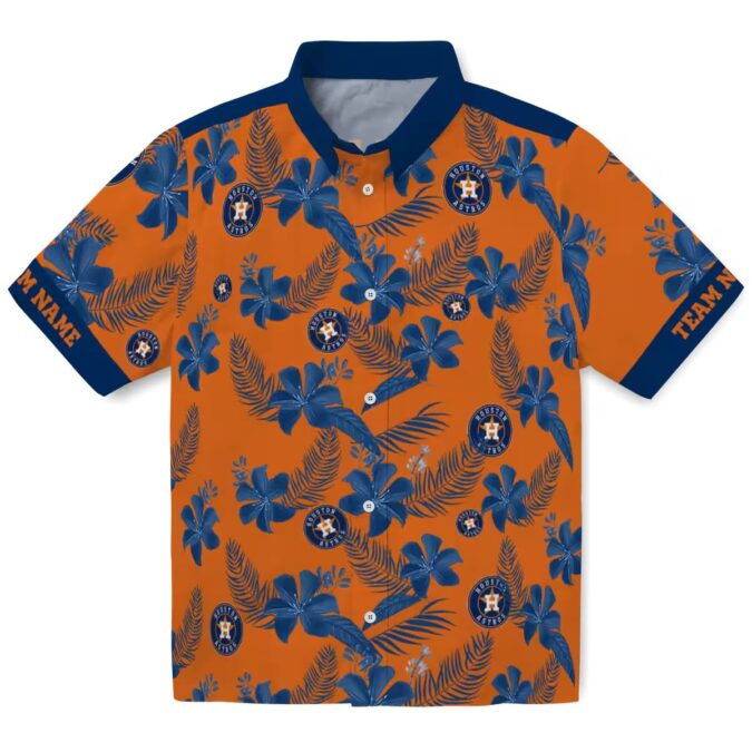 Custom MLB Houston Astros Orange Hawaiian Shirt - Tropical Botanical Aloha Shirt for Fans