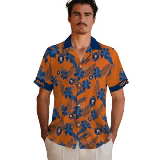 Custom MLB Houston Astros Orange Hawaiian Shirt - Tropical Botanical Aloha Shirt for Fans