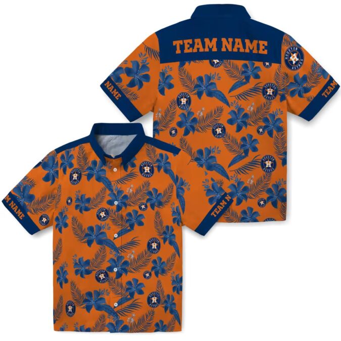 Custom MLB Houston Astros Orange Hawaiian Shirt - Tropical Botanical Aloha Shirt for Fans