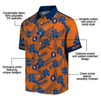 Custom MLB Houston Astros Orange Hawaiian Shirt - Tropical Botanical Aloha Shirt for Fans
