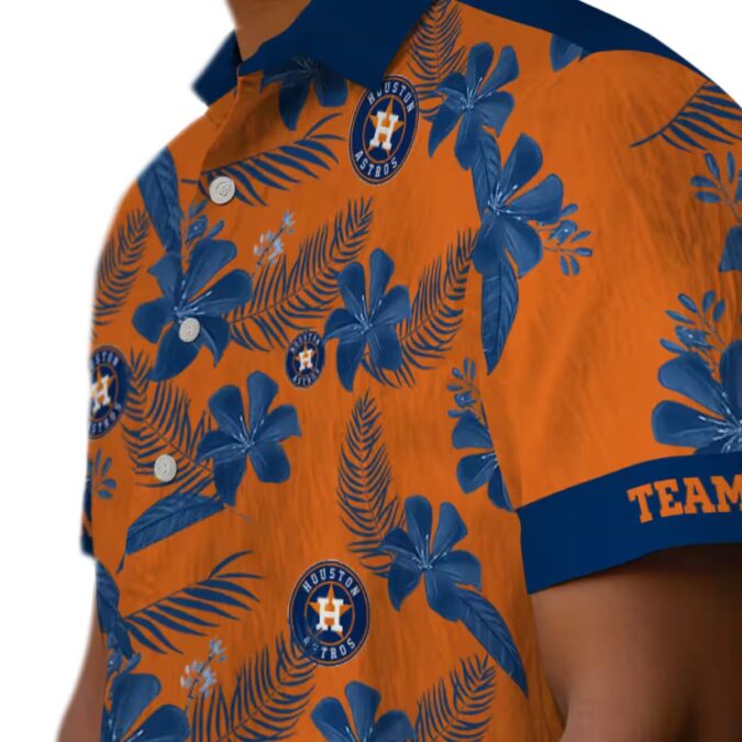 Custom MLB Houston Astros Orange Hawaiian Shirt - Tropical Botanical Aloha Shirt for Fans