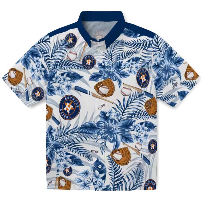 Houston Astros Aloha Floral Baseball Hawaiian Shirt - Tropical Blue & White MLB Fan Apparel
