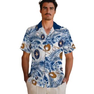 Houston Astros Aloha Floral Baseball Hawaiian Shirt - Tropical Blue & White MLB Fan Apparel