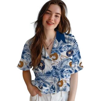 Houston Astros Aloha Floral Baseball Hawaiian Shirt - Tropical Blue & White MLB Fan Apparel