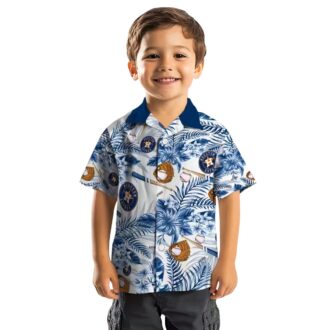 Houston Astros Aloha Floral Baseball Hawaiian Shirt - Tropical Blue & White MLB Fan Apparel