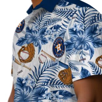 Houston Astros Aloha Floral Baseball Hawaiian Shirt - Tropical Blue & White MLB Fan Apparel