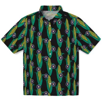 Houston Astros Black Green Corn Motifs Hawaiian Shirt - MLB Tropical Summer Beachwear