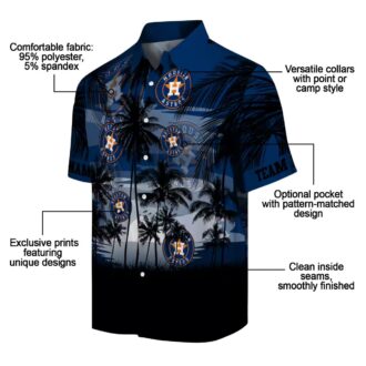 Houston Astros Blue & Black Hawaiian Shirt - Sunset Design for MLB Fans, Perfect for Summer