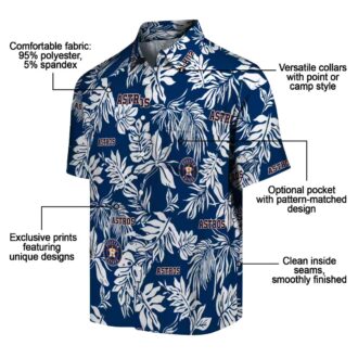 Houston Astros Blue & White Tropical Leaf Hawaiian Shirt - Perfect for MLB Fans