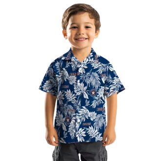 Houston Astros Blue & White Tropical Leaf Hawaiian Shirt - Perfect for MLB Fans