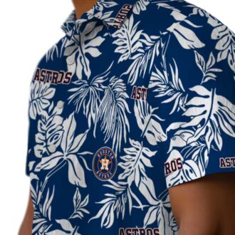 Houston Astros Blue & White Tropical Leaf Hawaiian Shirt - Perfect for MLB Fans