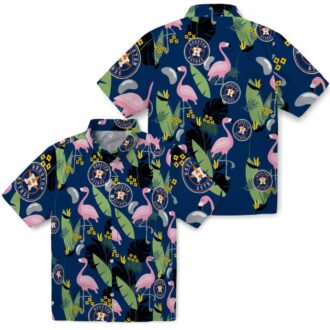 Houston Astros Blue Hawaiian Shirt with Flamingo Leaves - Tropical MLB Fan Apparel