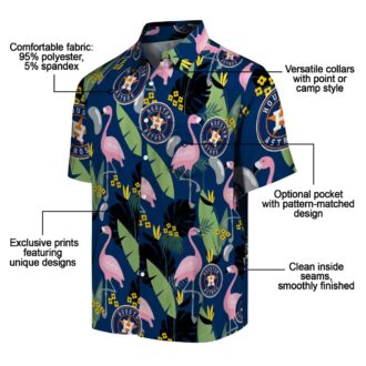 Houston Astros Blue Hawaiian Shirt with Flamingo Leaves - Tropical MLB Fan Apparel