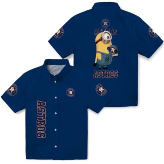 Houston Astros Blue Hawaiian Shirt with Stuart Minion - MLB Team Shirt for Summer Parties