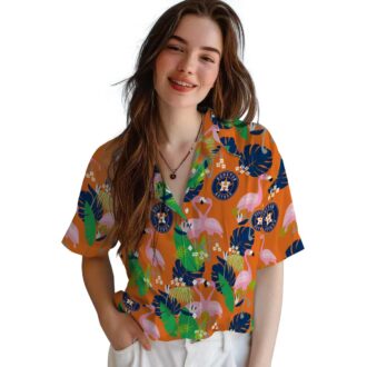 Houston Astros Flamingo Foliage Hawaiian Shirt - Tropical Summer MLB Apparel for Fans