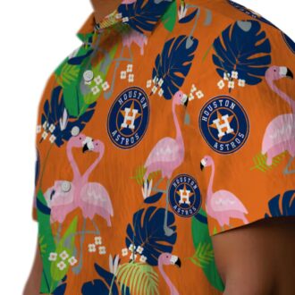 Houston Astros Flamingo Foliage Hawaiian Shirt - Tropical Summer MLB Apparel for Fans