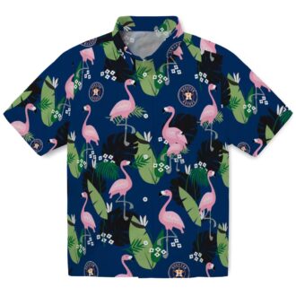 Houston Astros Flamingo Leaf Blue Hawaiian Shirt - Tropical MLB Team Shirt for Summer