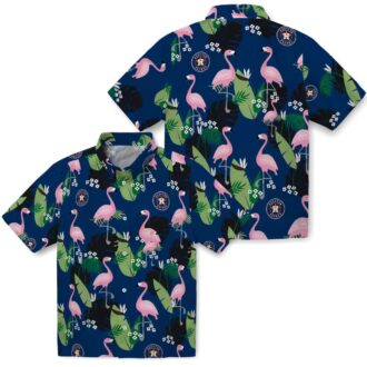 Houston Astros Flamingo Leaf Blue Hawaiian Shirt - Tropical MLB Team Shirt for Summer
