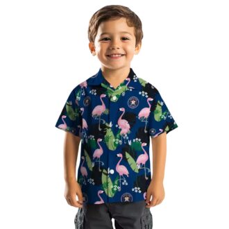 Houston Astros Flamingo Leaf Blue Hawaiian Shirt - Tropical MLB Team Shirt for Summer