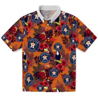 Houston Astros Floral Toucan Hawaiian Shirt - Blue & Red Tropical MLB Shirt for Fans