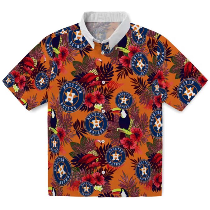 Houston Astros Floral Toucan Hawaiian Shirt - Blue & Red Tropical MLB Shirt for Fans
