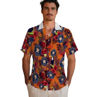 Houston Astros Floral Toucan Hawaiian Shirt - Blue & Red Tropical MLB Shirt for Fans