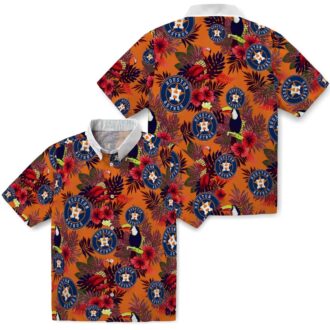 Houston Astros Floral Toucan Hawaiian Shirt - Blue & Red Tropical MLB Shirt for Fans