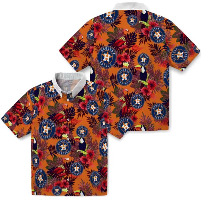 Houston Astros Floral Toucan Hawaiian Shirt - Blue & Red Tropical MLB Shirt for Fans