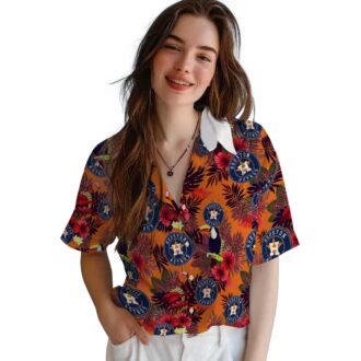 Houston Astros Floral Toucan Hawaiian Shirt - Blue & Red Tropical MLB Shirt for Fans