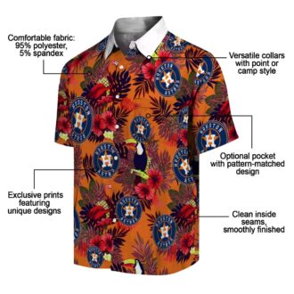 Houston Astros Floral Toucan Hawaiian Shirt - Blue & Red Tropical MLB Shirt for Fans