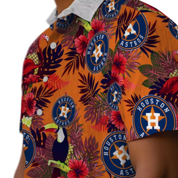 Houston Astros Floral Toucan Hawaiian Shirt - Blue & Red Tropical MLB Shirt for Fans