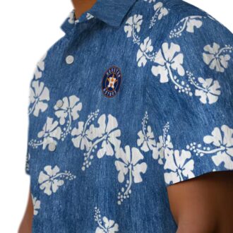 Houston Astros Hibiscus Clusters Blue Hawaiian Shirt - Tropical MLB Summer Shirt for Fans