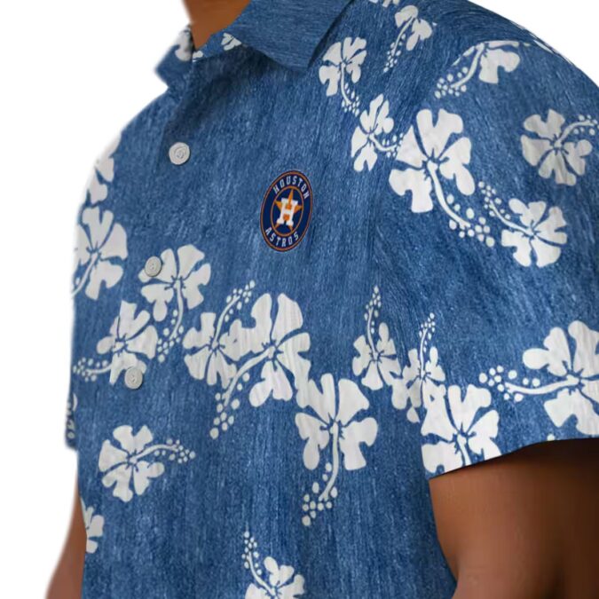 Houston Astros Hibiscus Clusters Blue Hawaiian Shirt - Tropical MLB Summer Shirt for Fans