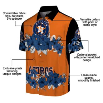 Houston Astros Hibiscus Stripe Blue Black Hawaiian Shirt - Tropical MLB Summer Shirt for Fans