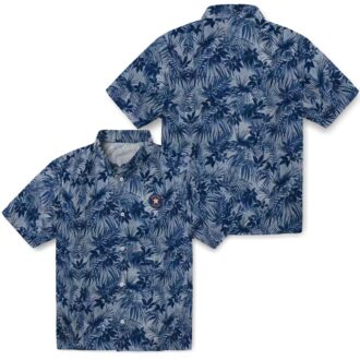 Houston Astros Leafy Pattern Blue Hawaiian Shirt - Official MLB Fan Apparel