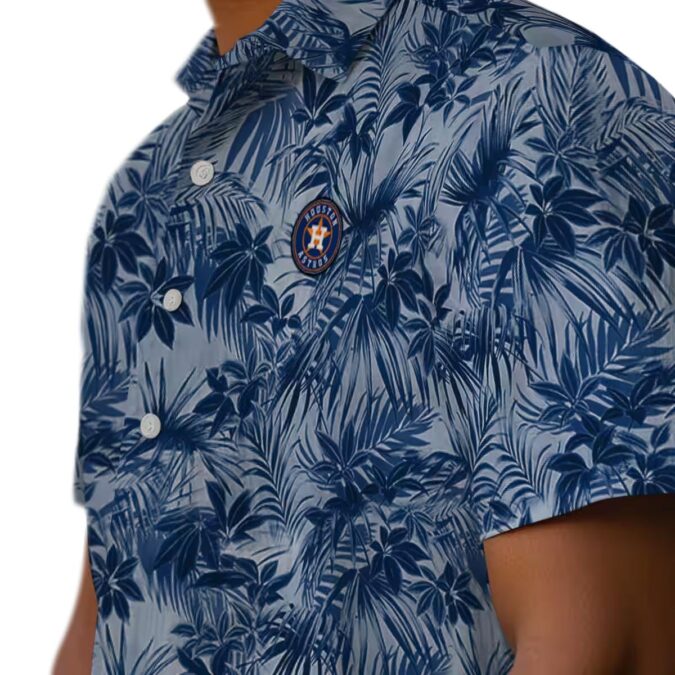 Houston Astros Leafy Pattern Blue Hawaiian Shirt - Official MLB Fan Apparel