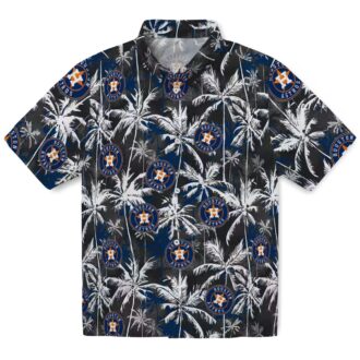 Houston Astros Palm Pattern Hawaiian Shirt - MLB Summer Shirt in Blue Black