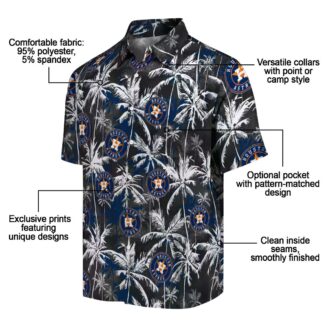 Houston Astros Palm Pattern Hawaiian Shirt - MLB Summer Shirt in Blue Black