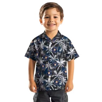 Houston Astros Palm Pattern Hawaiian Shirt - MLB Summer Shirt in Blue Black