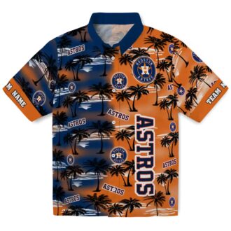 Houston Astros Palm Silhouettes Blue Hawaiian Shirt - Tropical Beach Shirt for MLB Fans