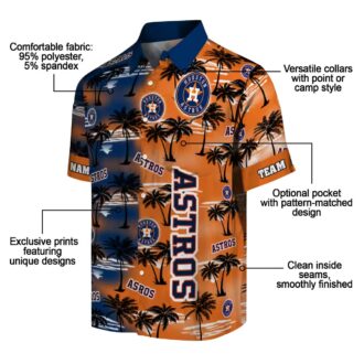 Houston Astros Palm Silhouettes Blue Hawaiian Shirt - Tropical Beach Shirt for MLB Fans