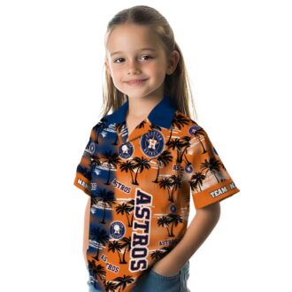 Houston Astros Palm Silhouettes Blue Hawaiian Shirt - Tropical Beach Shirt for MLB Fans