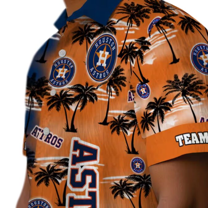 Houston Astros Palm Silhouettes Blue Hawaiian Shirt - Tropical Beach Shirt for MLB Fans