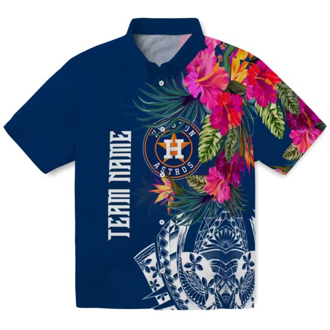 Houston Astros Polynesian Floral Hawaiian Shirt - Best Tropical MLB Shirt for Fans