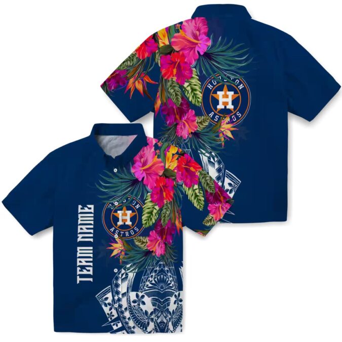 Houston Astros Polynesian Floral Hawaiian Shirt - Best Tropical MLB Shirt for Fans
