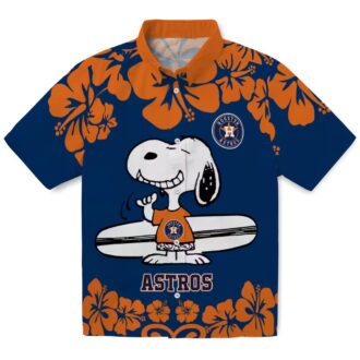 Houston Astros Snoopy Surf Hawaiian Shirt - Blue White Tropical Design for MLB Fans