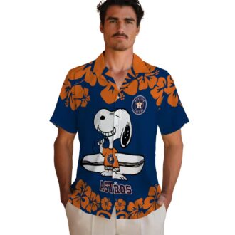 Houston Astros Snoopy Surf Hawaiian Shirt - Blue White Tropical Design for MLB Fans