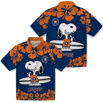 Houston Astros Snoopy Surf Hawaiian Shirt - Blue White Tropical Design for MLB Fans