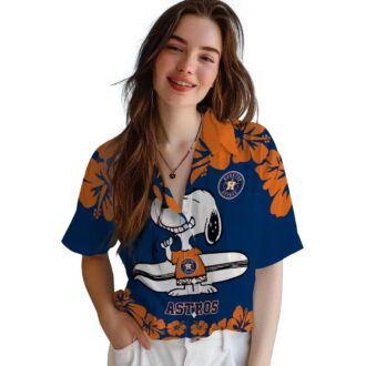 Houston Astros Snoopy Surf Hawaiian Shirt - Blue White Tropical Design for MLB Fans