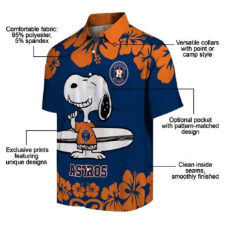 Houston Astros Snoopy Surf Hawaiian Shirt - Blue White Tropical Design for MLB Fans